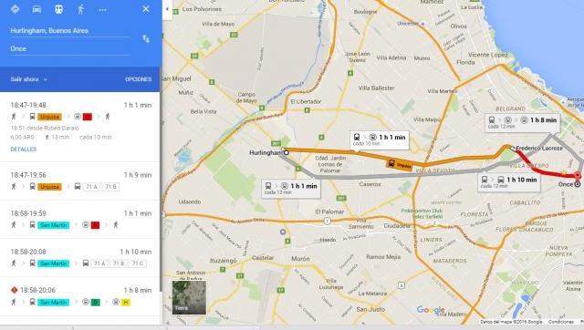 Google Maps incorporó frecuencias de trenes y colectivos